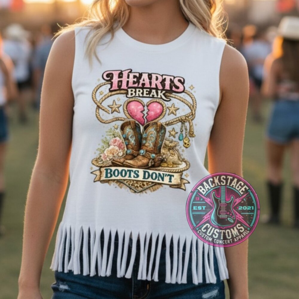 Hearts Break, Boots Don't Fringe Muscle Tank